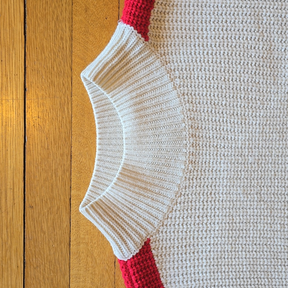 Sanctuary, Mock Neck Sweater, Ivory/Red/Black, EUC, Women's L - Picture 3 of 10